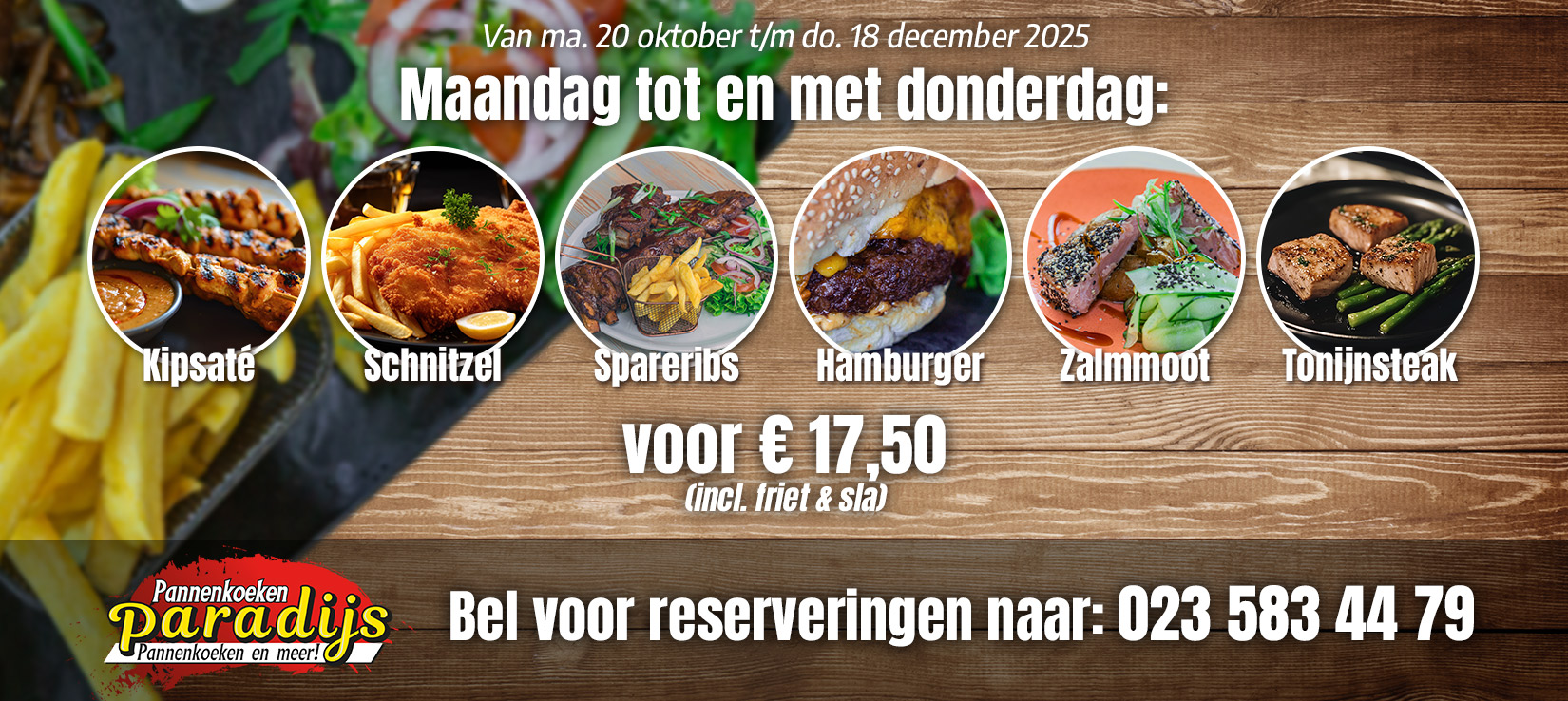 Van 20 oktober t/m 18 december speciale menu acties